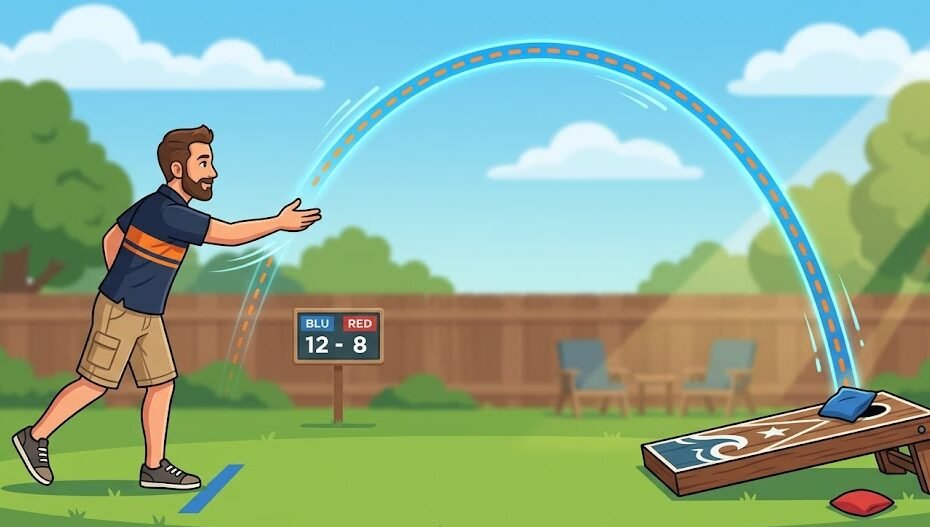 cornhole bag toss arc how to throw