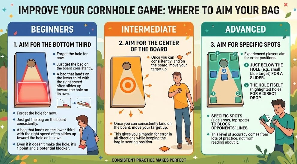 where to aim your cornhole bag