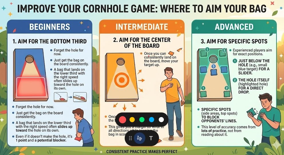 where to aim your cornhole bags